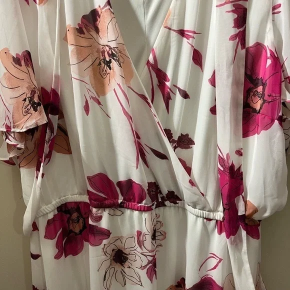 Lane Bryant size 28 floral summer dress elastic waist with belt lined - Picture 7 of 17